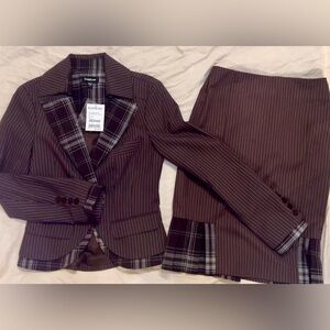 bebe Suit Pinstripe mermaid Size 0 2 NWT